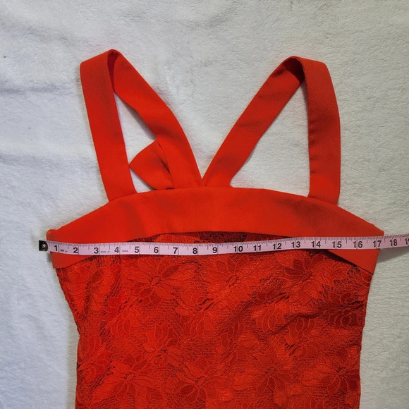Banana Republic Limited Edition Orange Sleeveless Lace Overlay Dress Bow Size 8 - Picture 12 of 13